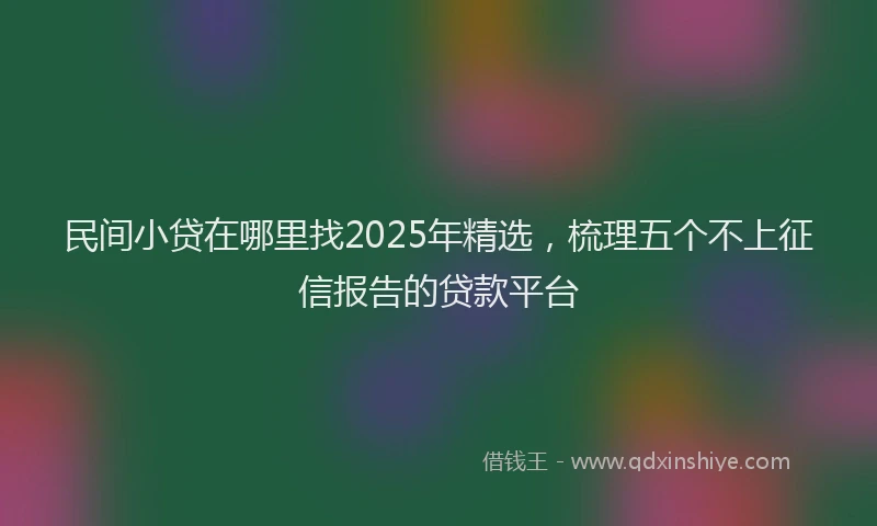 民间小贷在哪里找2025年精选，梳理五个不上征信报告的贷款平台