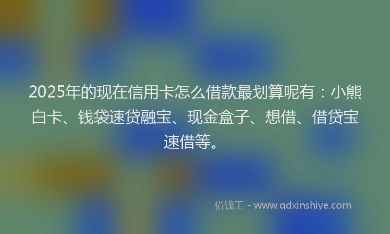 2025年的现在信用卡怎么借款最划算呢有：小熊白卡、钱袋速贷融宝、现金盒子、想借、借贷宝速借等。