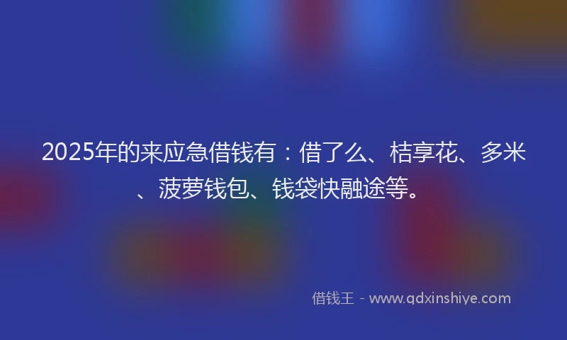 2025年的来应急借钱有：借了么、桔享花、多米、菠萝钱包、钱袋快融途等。