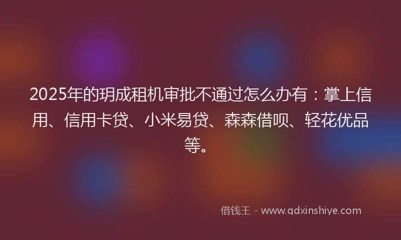 2025年的玥成租机审批不通过怎么办有：掌上信用、信用卡贷、小米易贷、森森借呗、轻花优品等。