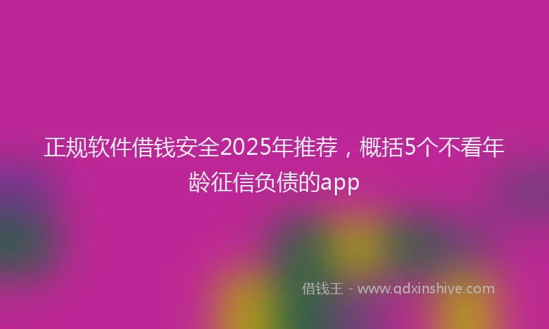 正规软件借钱安全2025年推荐，概括5个不看年龄征信负债的app
