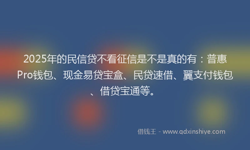 2025年的民信贷不看征信是不是真的有：普惠Pro钱包、现金易贷宝盒、民贷速借、翼支付钱包、借贷宝通等。