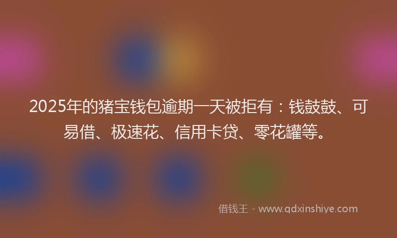 2025年的猪宝钱包逾期一天被拒有：钱鼓鼓、可易借、极速花、信用卡贷、零花罐等。