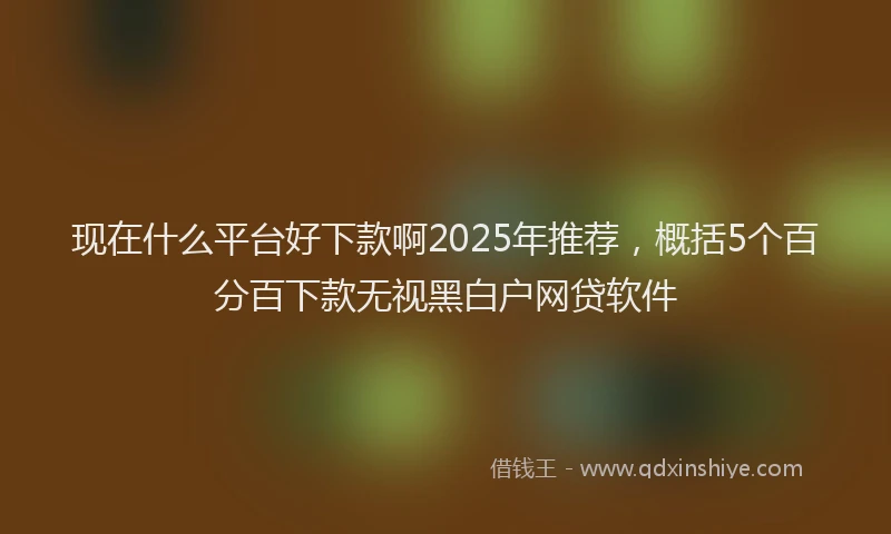 现在什么平台好下款啊2025年推荐，概括5个百分百下款无视黑白户网贷软件