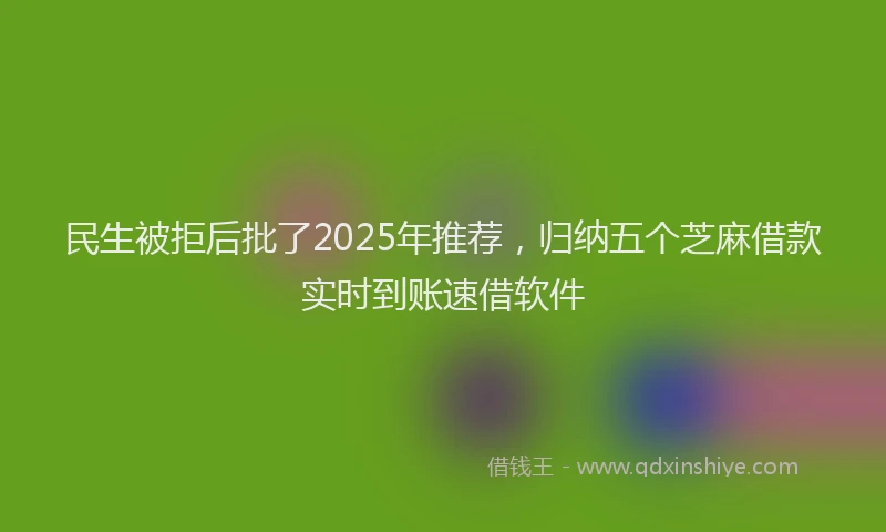 民生被拒后批了2025年推荐，归纳五个芝麻借款实时到账速借软件