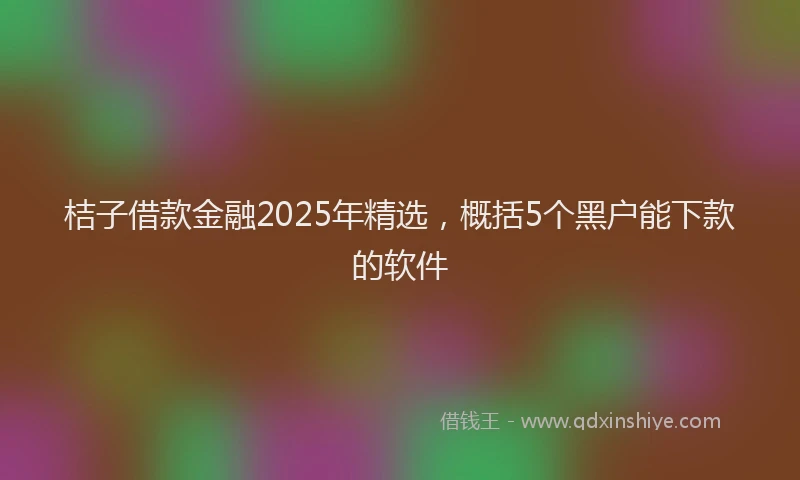 桔子借款金融2025年精选，概括5个黑户能下款的软件