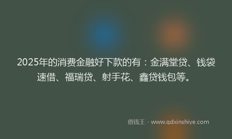 2025年的消费金融好下款的有：金满堂贷、钱袋速借、福瑞贷、射手花、鑫贷钱包等。