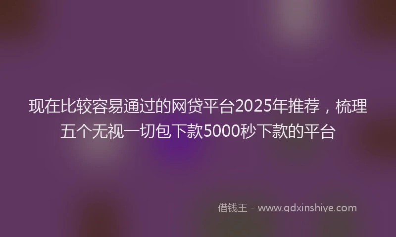 现在比较容易通过的网贷平台2025年推荐，梳理五个无视一切包下款5000秒下款的平台
