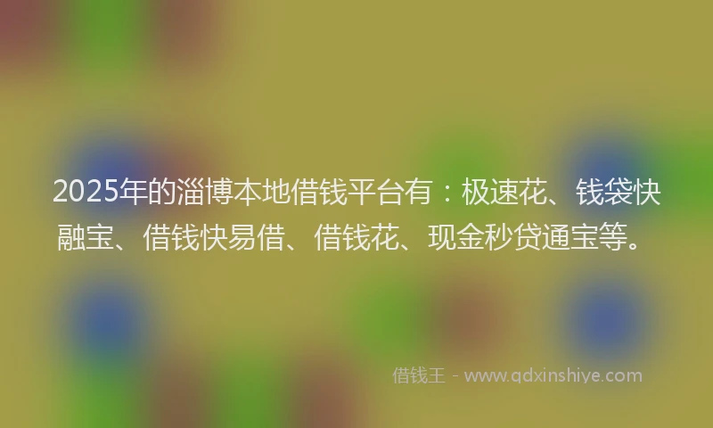 2025年的淄博本地借钱平台有：极速花、钱袋快融宝、借钱快易借、借钱花、现金秒贷通宝等。