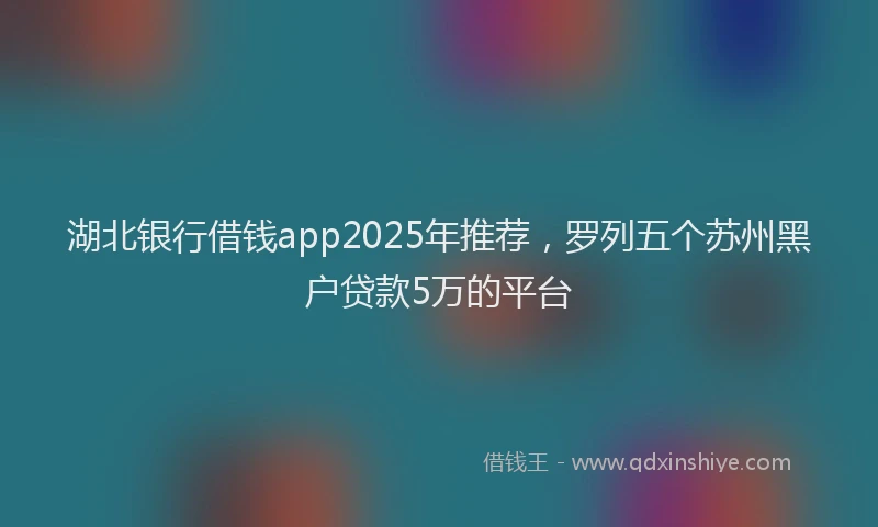 湖北银行借钱app2025年推荐，罗列五个苏州黑户贷款5万的平台
