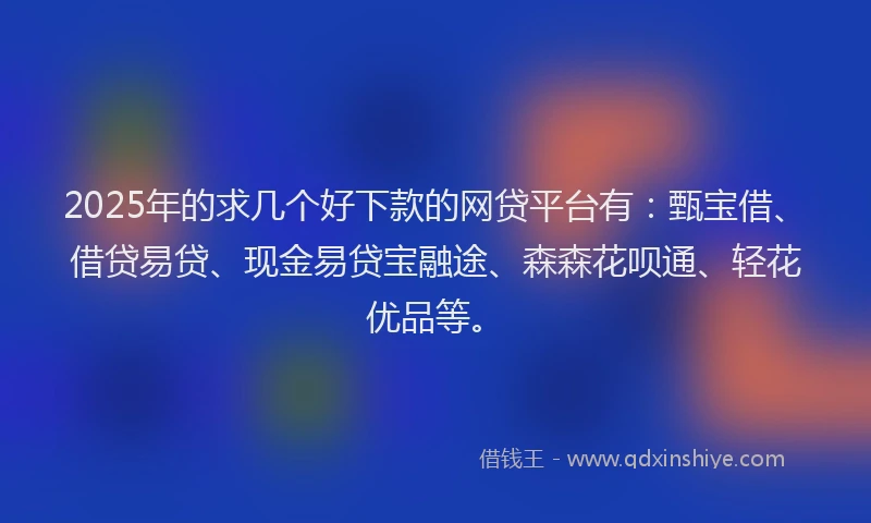 2025年的求几个好下款的网贷平台有：甄宝借、借贷易贷、现金易贷宝融途、森森花呗通、轻花优品等。