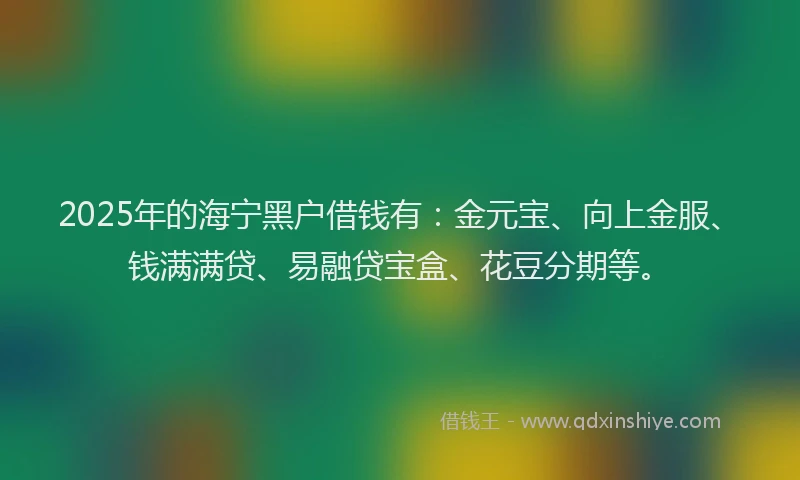 2025年的海宁黑户借钱有：金元宝、向上金服、钱满满贷、易融贷宝盒、花豆分期等。