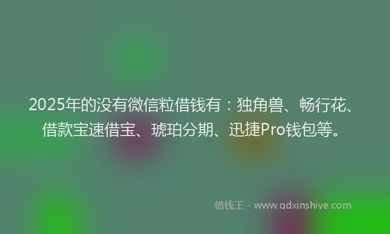2025年的没有微信粒借钱有：独角兽、畅行花、借款宝速借宝、琥珀分期、迅捷Pro钱包等。