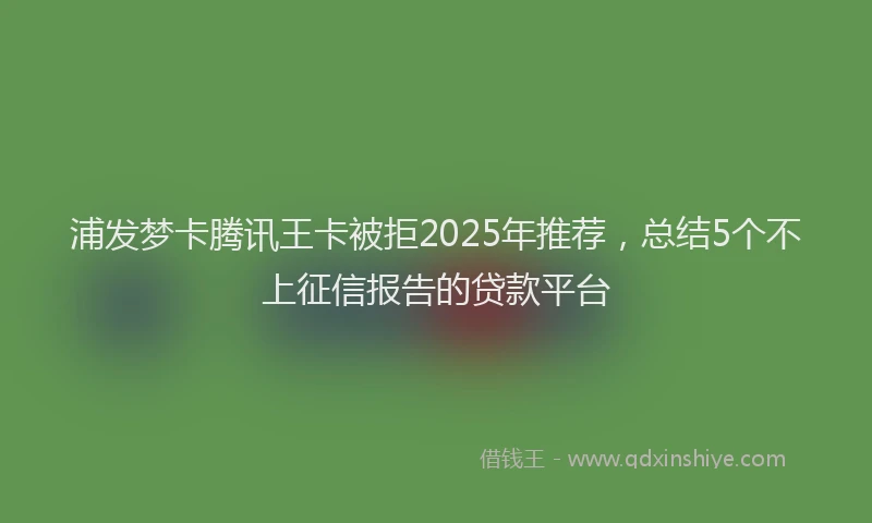 浦发梦卡腾讯王卡被拒2025年推荐，总结5个不上征信报告的贷款平台