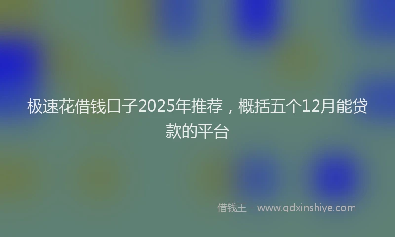极速花借钱口子2025年推荐，概括五个12月能贷款的平台