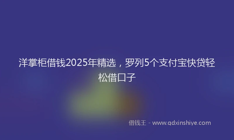洋掌柜借钱2025年精选，罗列5个支付宝快贷轻松借口子