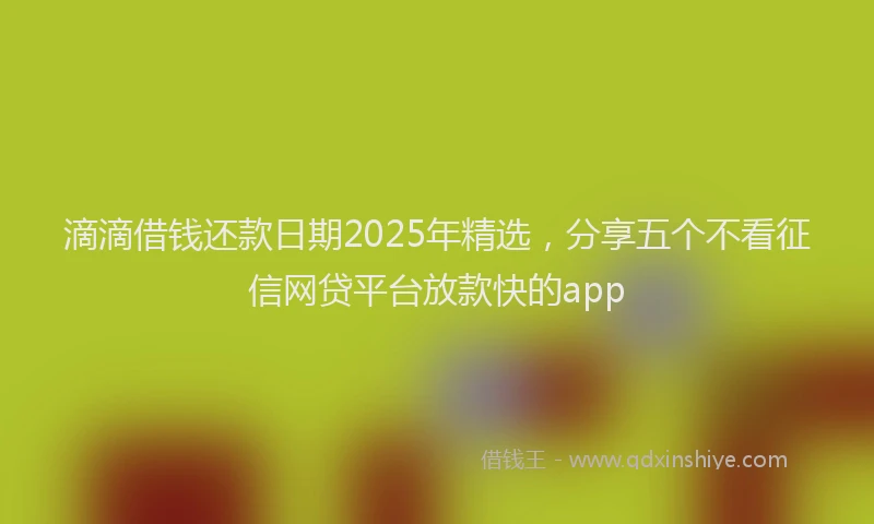 滴滴借钱还款日期2025年精选，分享五个不看征信网贷平台放款快的app