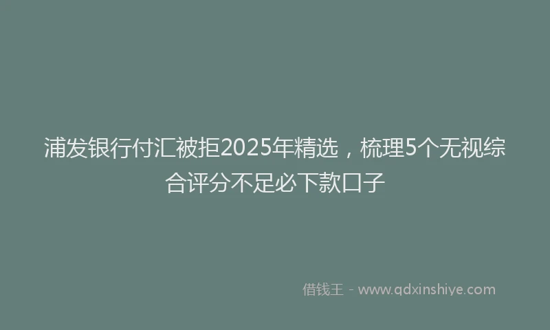 浦发银行付汇被拒2025年精选，梳理5个无视综合评分不足必下款口子