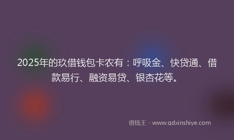 2025年的玖借钱包卡农有：呼吸金、快贷通、借款易行、融资易贷、银杏花等。