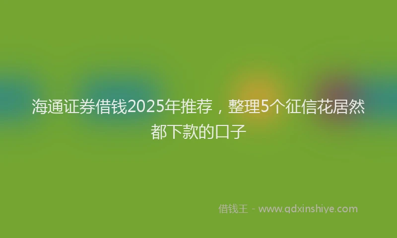 海通证券借钱2025年推荐，整理5个征信花居然都下款的口子