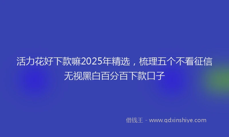 活力花好下款嘛2025年精选，梳理五个不看征信无视黑白百分百下款口子