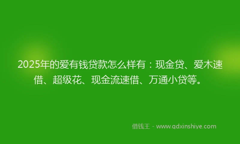 2025年的爱有钱贷款怎么样有：现金贷、爱木速借、超级花、现金流速借、万通小贷等。