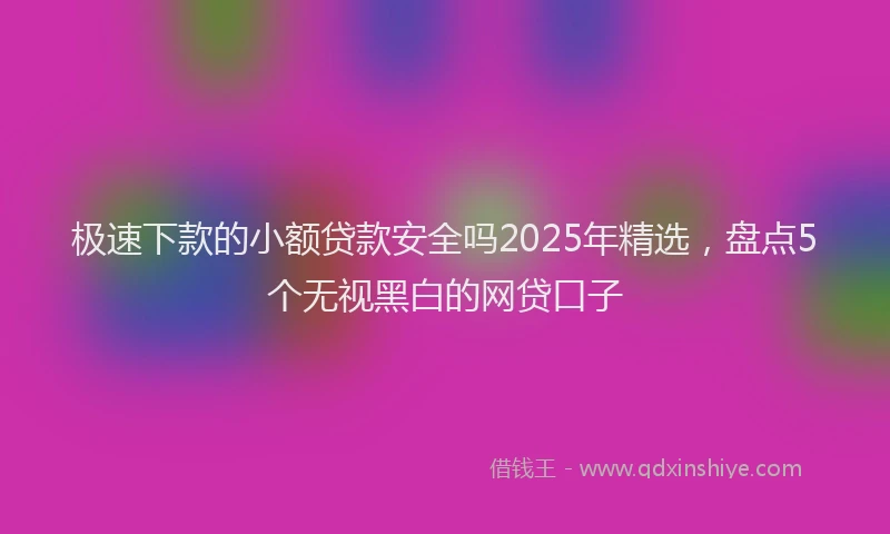 极速下款的小额贷款安全吗2025年精选，盘点5个无视黑白的网贷口子