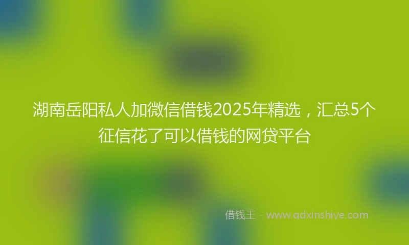 湖南岳阳私人加微信借钱2025年精选，汇总5个征信花了可以借钱的网贷平台