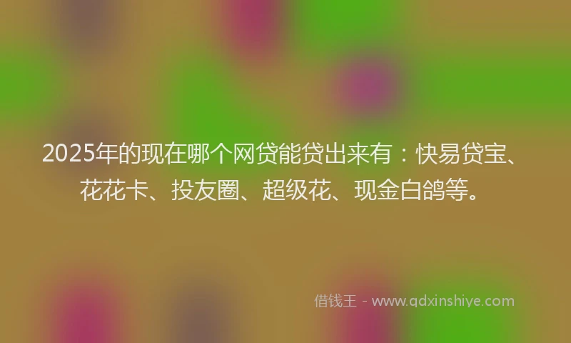 2025年的现在哪个网贷能贷出来有：快易贷宝、花花卡、投友圈、超级花、现金白鸽等。