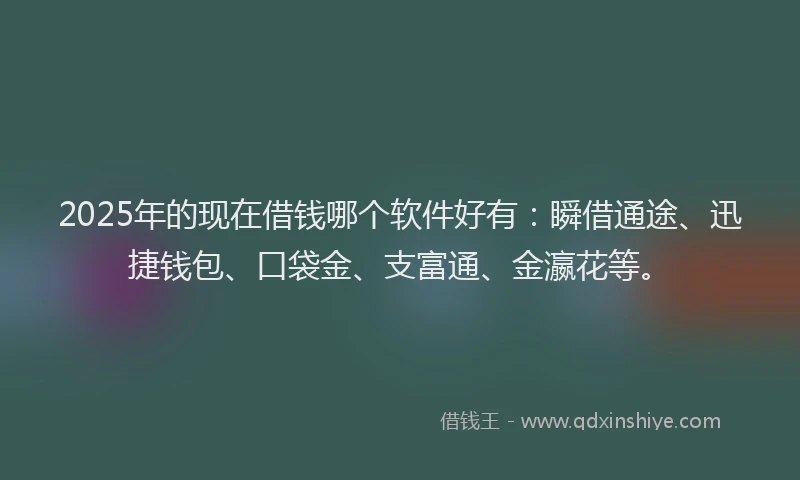 2025年的现在借钱哪个软件好有：瞬借通途、迅捷钱包、口袋金、支富通、金瀛花等。