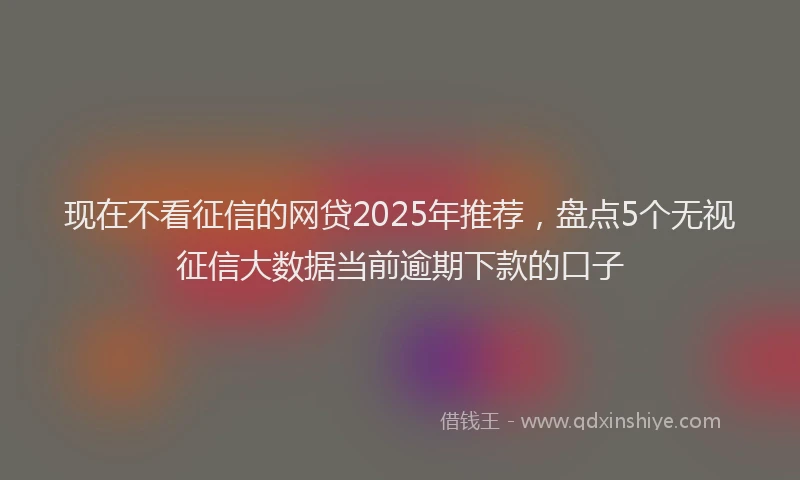 现在不看征信的网贷2025年推荐，盘点5个无视征信大数据当前逾期下款的口子