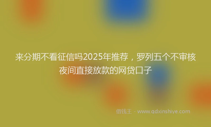 来分期不看征信吗2025年推荐，罗列五个不审核夜间直接放款的网贷口子