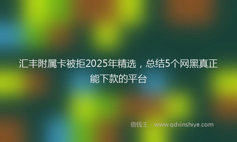 汇丰附属卡被拒2025年精选，总结5个网黑真正能下款的平台