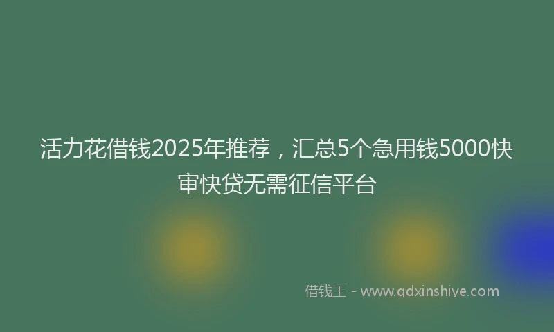 活力花借钱2025年推荐，汇总5个急用钱5000快审快贷无需征信平台