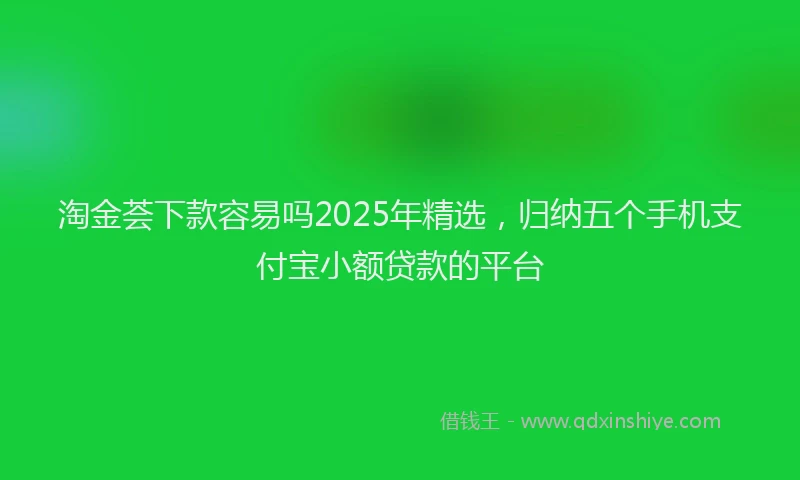 淘金荟下款容易吗2025年精选，归纳五个手机支付宝小额贷款的平台