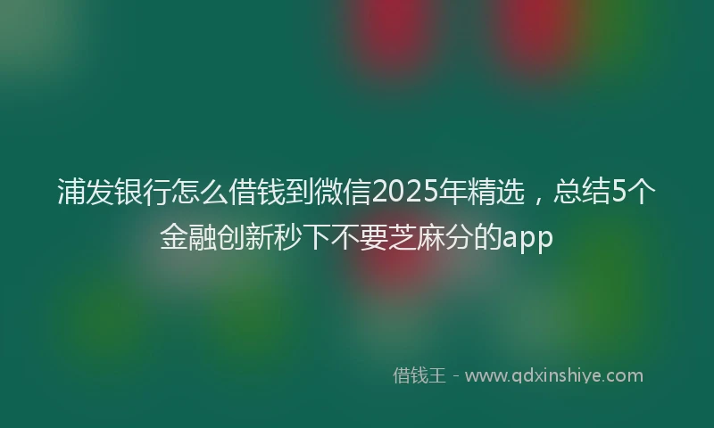 浦发银行怎么借钱到微信2025年精选，总结5个金融创新秒下不要芝麻分的app