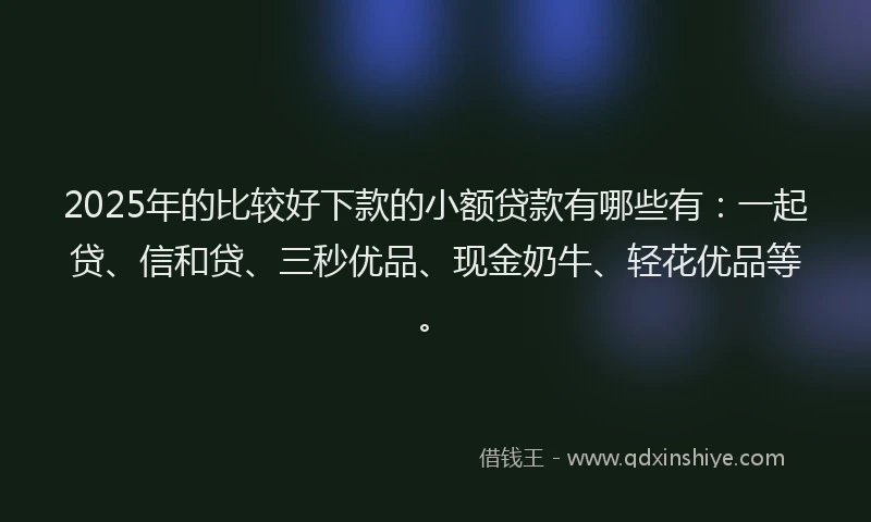 2025年的比较好下款的小额贷款有哪些有：一起贷、信和贷、三秒优品、现金奶牛、轻花优品等。