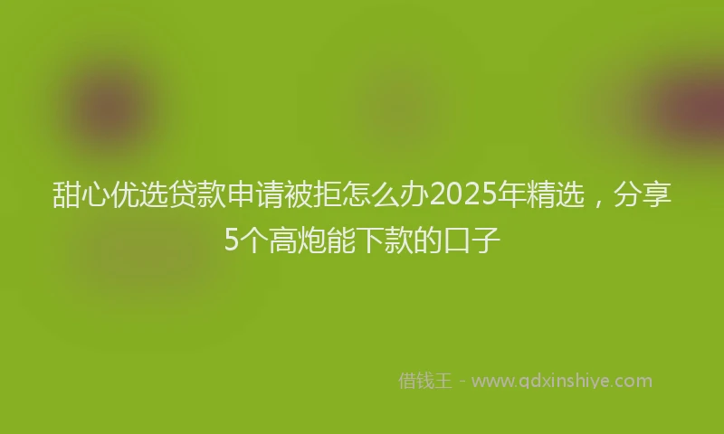 甜心优选贷款申请被拒怎么办2025年精选，分享5个高炮能下款的口子