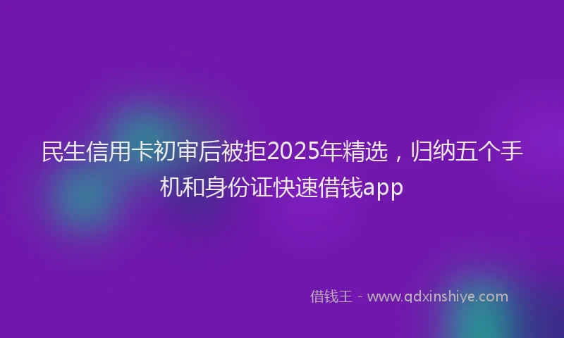 民生信用卡初审后被拒2025年精选，归纳五个手机和身份证快速借钱app