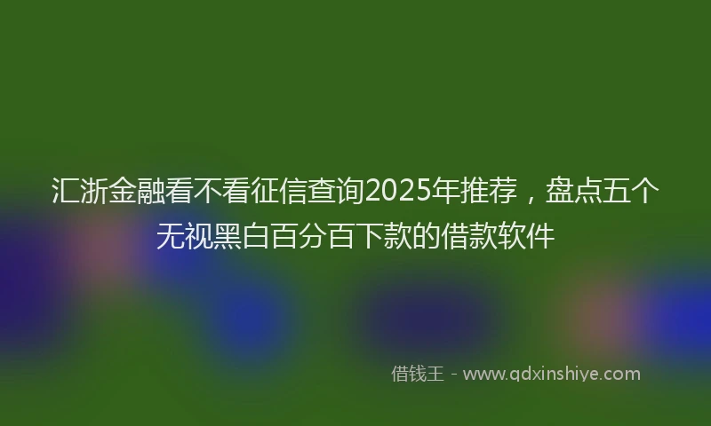 汇浙金融看不看征信查询2025年推荐，盘点五个无视黑白百分百下款的借款软件