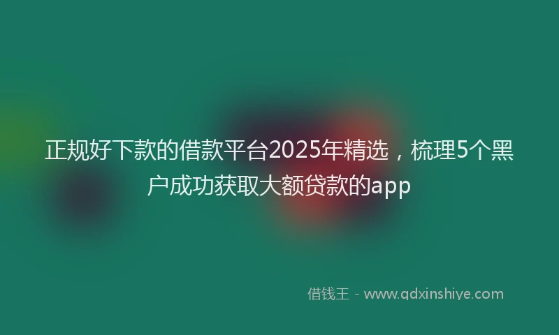 正规好下款的借款平台2025年精选，梳理5个黑户成功获取大额贷款的app