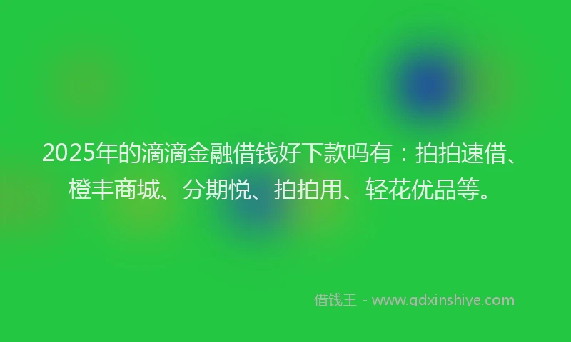 2025年的滴滴金融借钱好下款吗有：拍拍速借、橙丰商城、分期悦、拍拍用、轻花优品等。