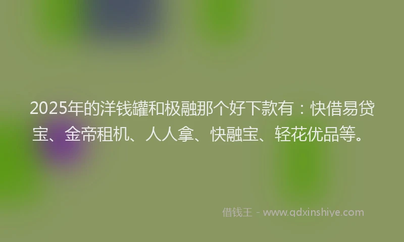 2025年的洋钱罐和极融那个好下款有：快借易贷宝、金帝租机、人人拿、快融宝、轻花优品等。