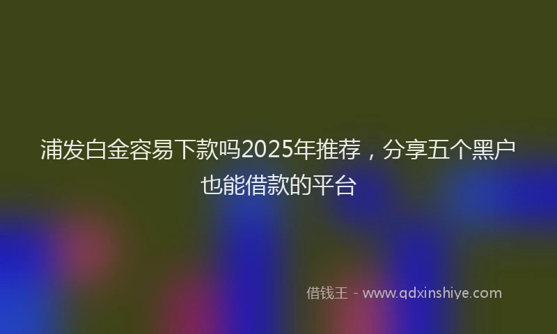 浦发白金容易下款吗2025年推荐，分享五个黑户也能借款的平台