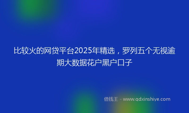 比较火的网贷平台2025年精选，罗列五个无视逾期大数据花户黑户口子