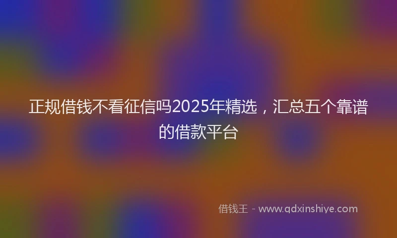 正规借钱不看征信吗2025年精选，汇总五个靠谱的借款平台