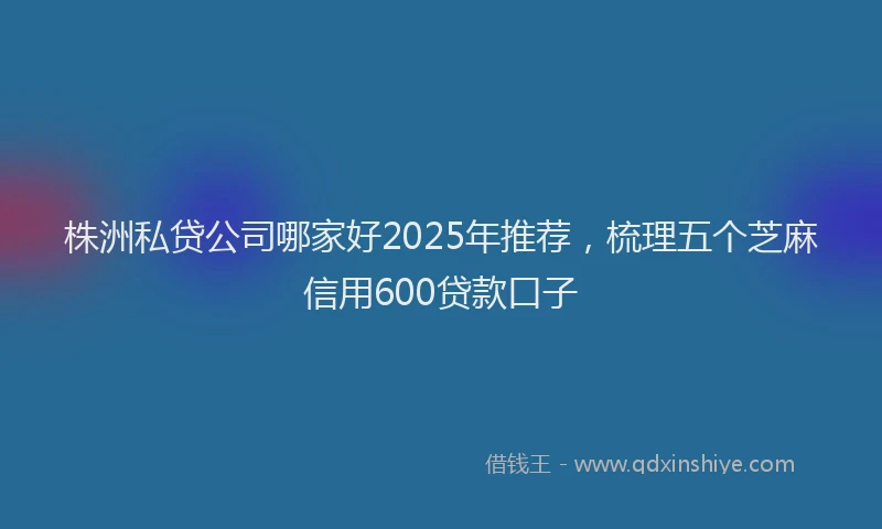 株洲私贷公司哪家好2025年推荐，梳理五个芝麻信用600贷款口子