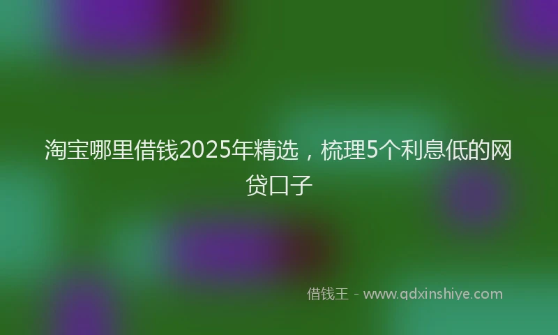 淘宝哪里借钱2025年精选，梳理5个利息低的网贷口子