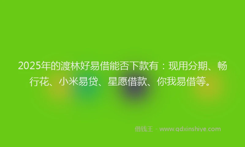 2025年的渡林好易借能否下款有：现用分期、畅行花、小米易贷、星愿借款、你我易借等。