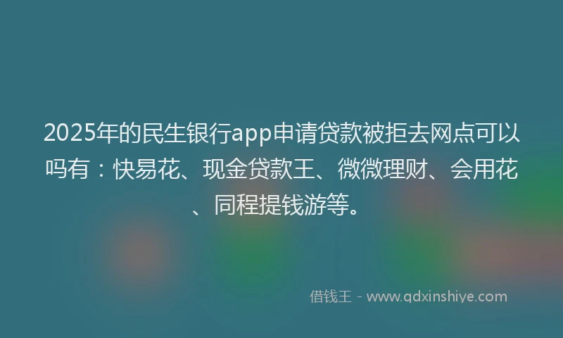 2025年的民生银行app申请贷款被拒去网点可以吗有：快易花、现金贷款王、微微理财、会用花、同程提钱游等。